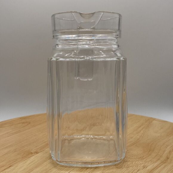 VINTAGE 1940s ARC FRANCE REFRIGERATOR CLEAR GLASS MILK,JUICE,WATER PITCHER - Picture 5 of 9